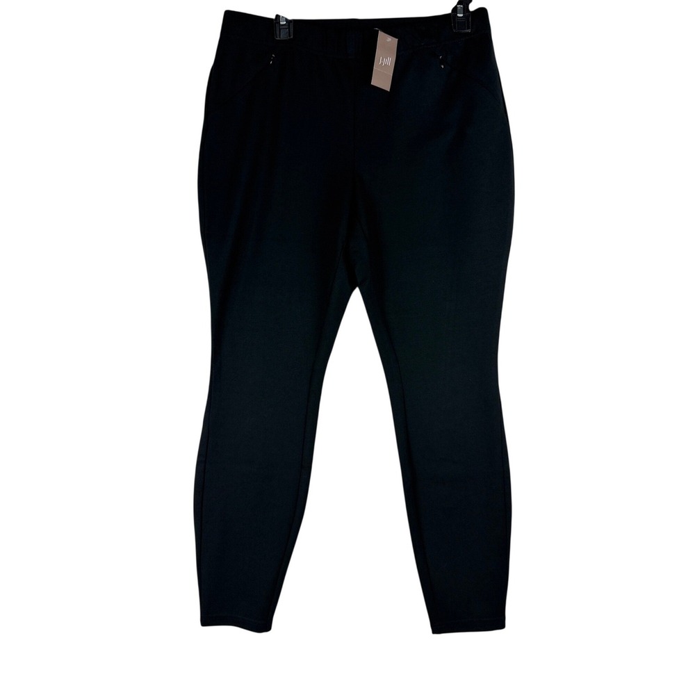 J. Jill Black Ponte Leggings Size Medium Elastic Waist Zip Pockets Slim Fit NWT